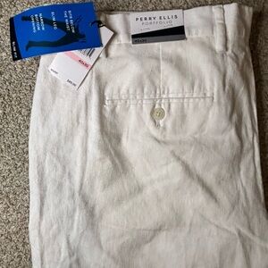 NWT Perry Ellis White Linen Pants
